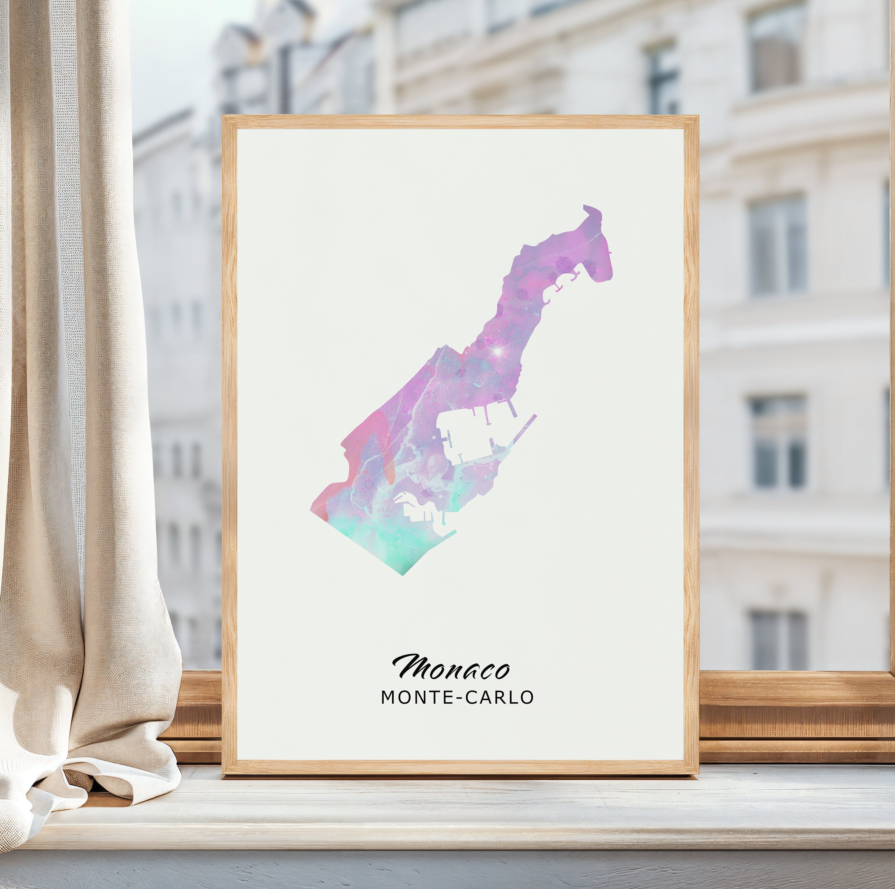 Minimalist Watercolour Map Print, Modern Wall Art, Office Decor, Traveler Gift, Home Decor, Map Poster - Digital File