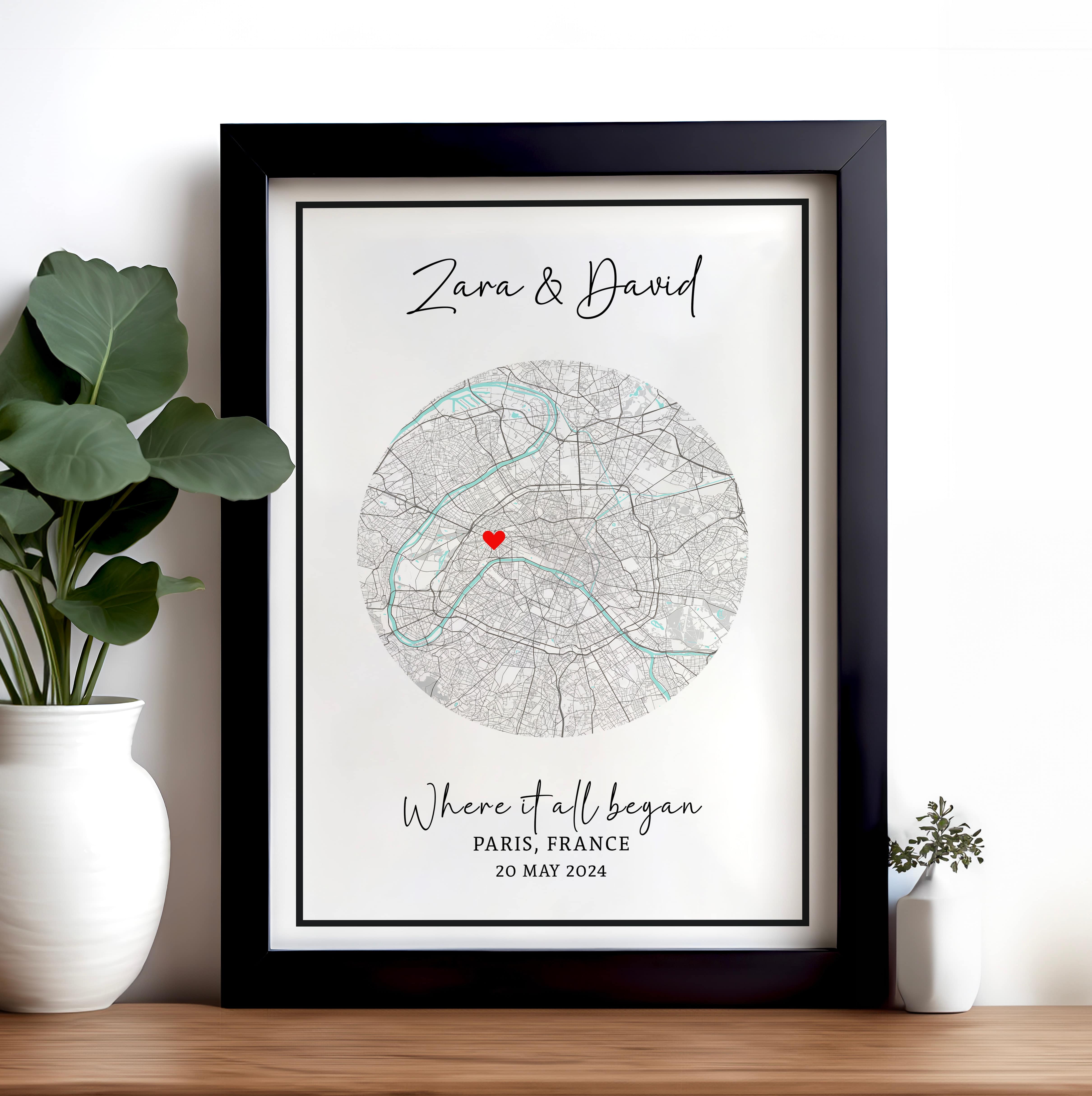 Custom Engagement Print, Personalised Map Gift For Engaged Couple, Engagement Gift For Her
