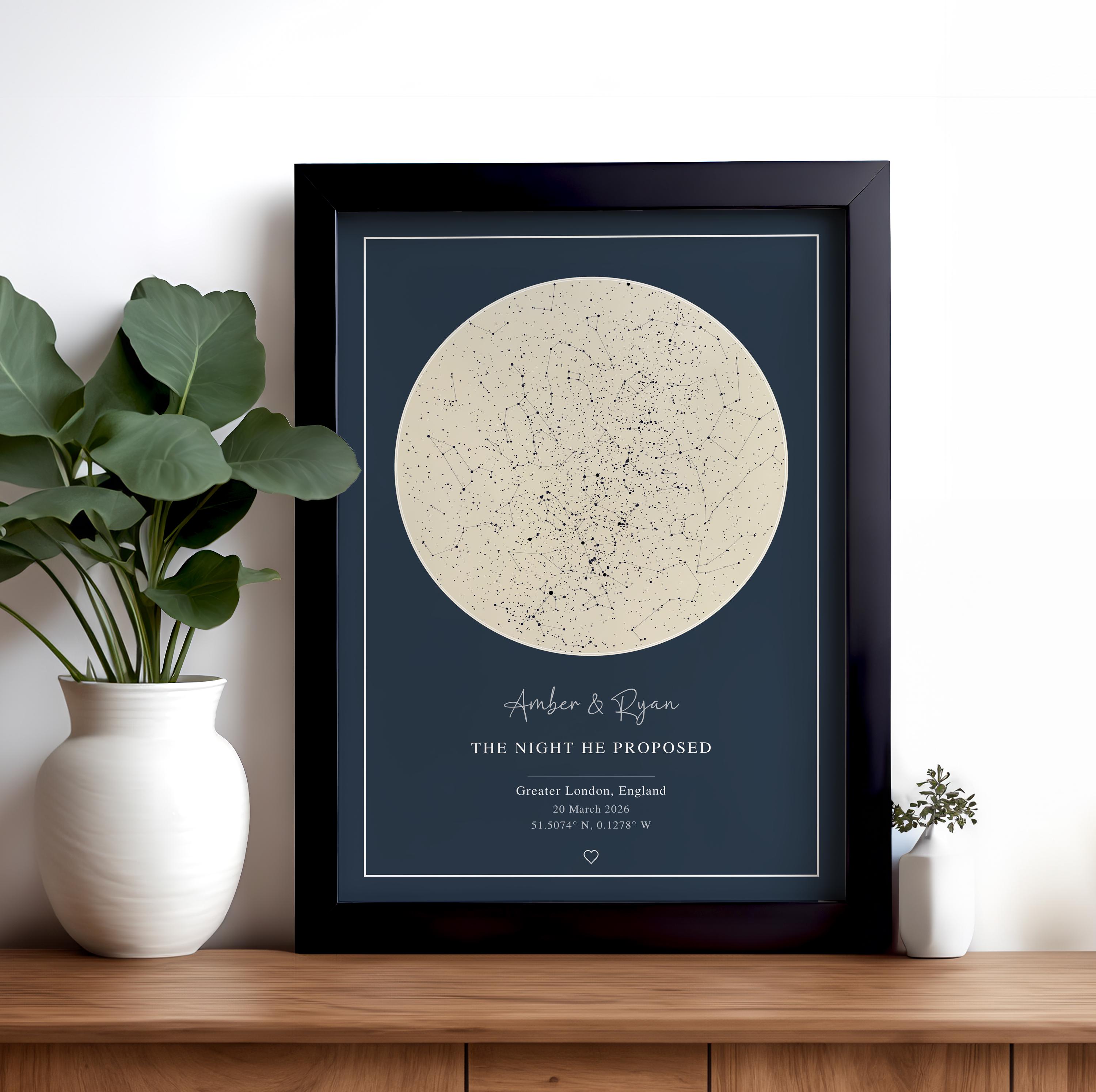 Custom Constellation Print, Personalised Star Map Wall Art